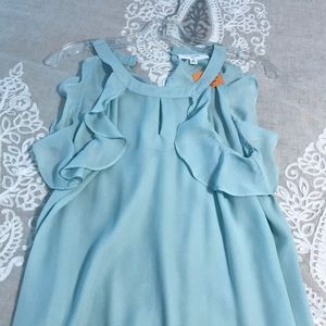 Mint colored flowy ruffle top